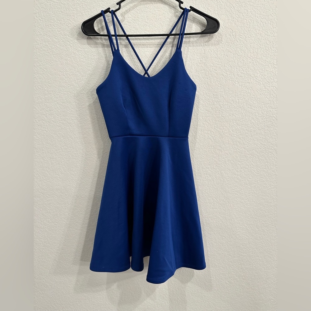 Blue Strappy Fit and Flare Dress